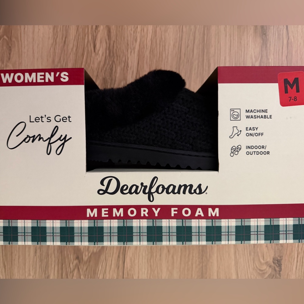 Dearfoams Black Memory Foam Slippers